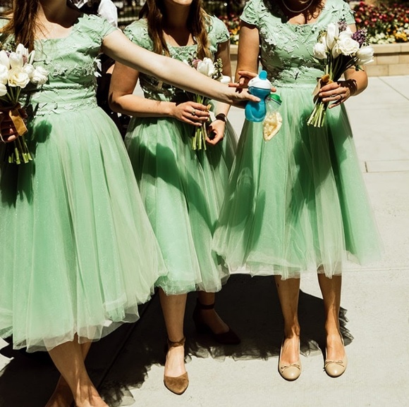 Chi Chi London Dresses & Skirts - Mint green bridesmaids dresses tea length